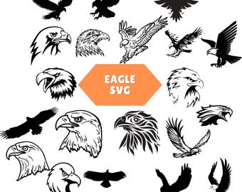 ワシ SVG バンドル、ワシ PNG バンドル、ワシ クリップアート、ワシ SVG、ワシ シルエット、Cricut 用ワシ SVG カット ファイル、ワシ ヘッド SVG、動物 SVG
