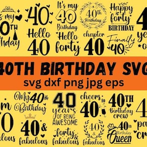 Lot 40e anniversaire SVG : modèles de chemises amusants (téléchargement numérique)