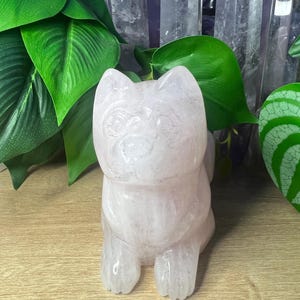 4” x 3” Rose Quartz Dog Crystal Carving