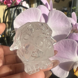 4” x 2” Super High Quality Clear Quartz Bulldog Crystal Carving