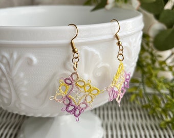 Spring Crocuses Tatted Earrings