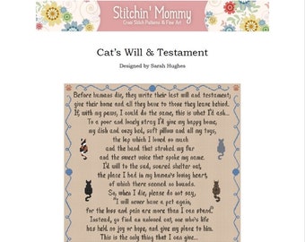 PRINT COPY - Cat's Will & Testament PDF cross stitch pattern