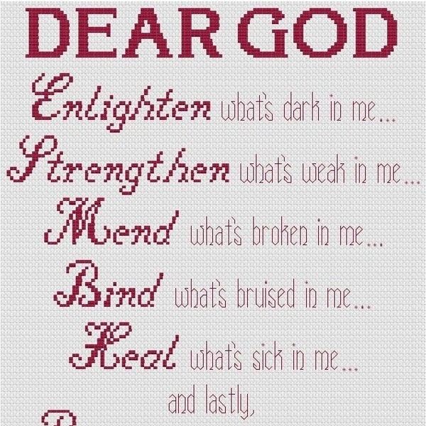 Dear God PDF cross stitch pattern - INSTANT DOWNLOAD