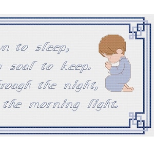 Now I Lay Me Down to Sleep - Cross stitch pattern PDF - Boy - fair skin - light brown hair - INSTANT DOWNLOAD