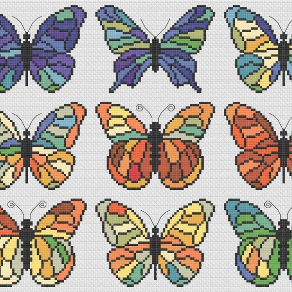 Modèle de point de croix papillons température PDF - TÉLÉCHARGEMENT IMMÉDIAT