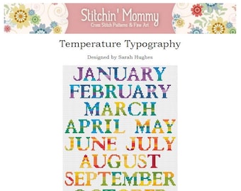 PRINT COPY - Temperature Typography cross stitch pattern