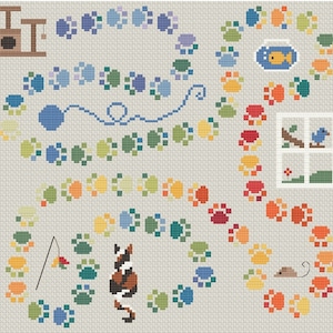 Temperature Wander With Me cross stitch pattern PDF - INSTANT DOWNLOAD - Cat Paw Prints