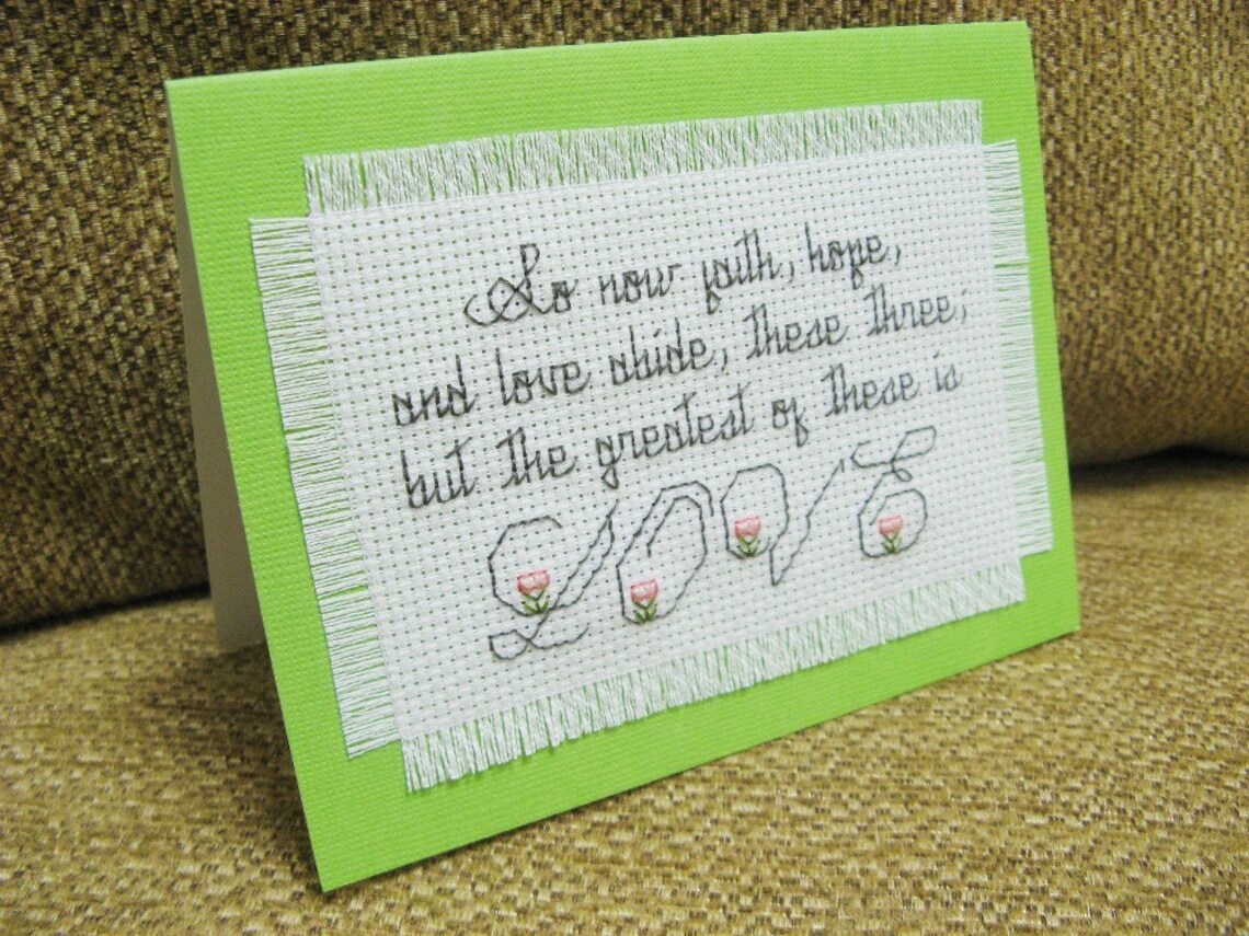 Cross Stitch Note Card Love Etsy