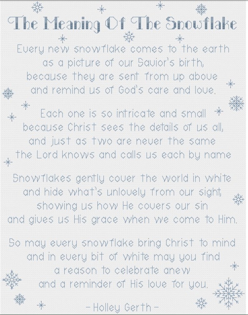 PDF Pattern Cross Stitch the Meaning of the Snowflake Etsy