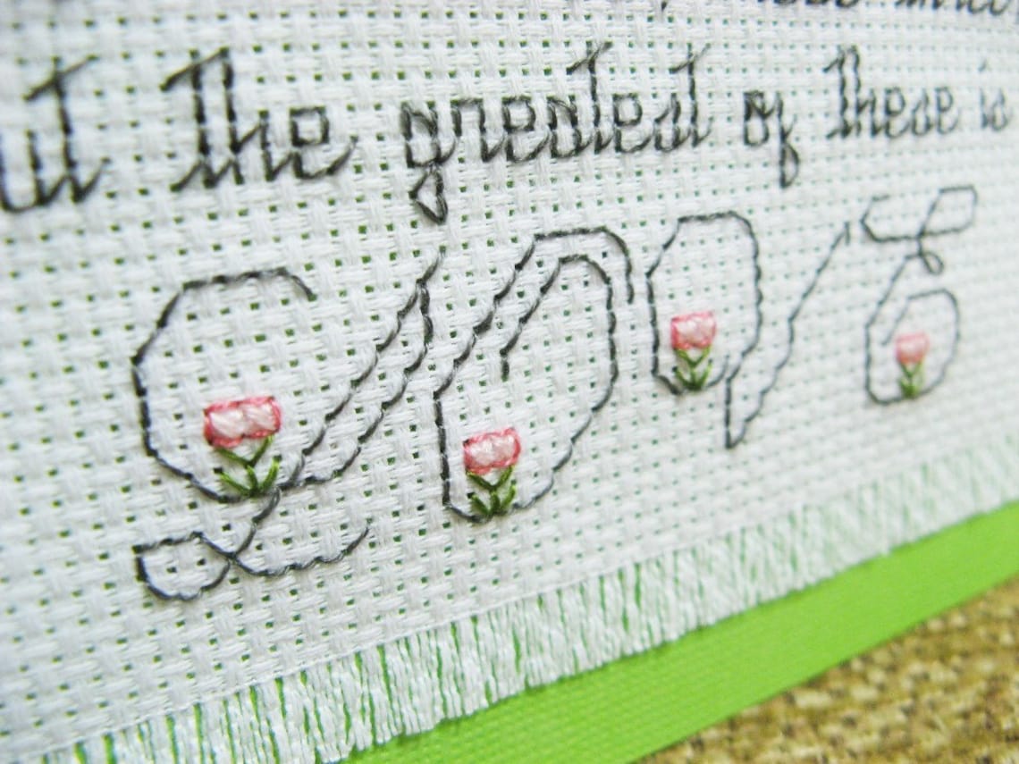 Cross Stitch Note Card Love Etsy