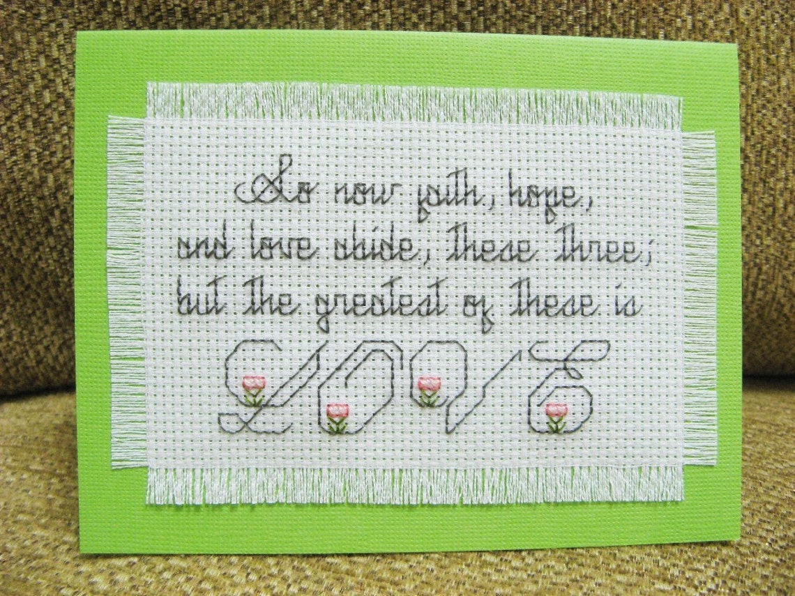 Cross Stitch Note Card Love Etsy