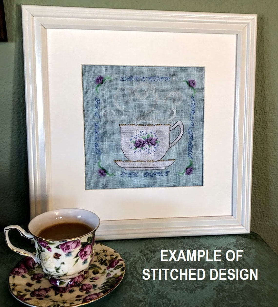 Lavender Tea Cup Cross Stitch Pattern PDF - INSTANT DOWNLOAD - Etsy