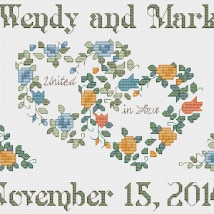 PERSONALIZED Wedding cross stitch pattern - PDF