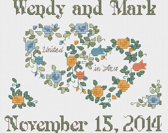 PERSONALIZED Wedding cross stitch pattern - PDF