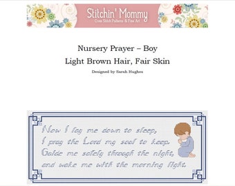 PRINT COPY - Now I Lay Me Down to Sleep - Cross stitch pattern - Boy