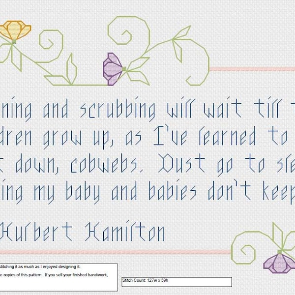 Babies Don't Keep - Last Verse Only - cross stitch pattern PDF - INSTANT DOWNLOAD