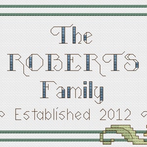 Floral Last Name cross stitch pattern - personalized PDF