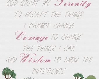 Serenity Prayer cross stitch pattern PDF - Instant Download