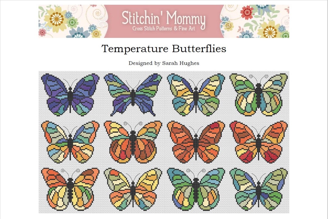 PRINT COPY Temperature Butterflies Cross Stitch Pattern Etsy