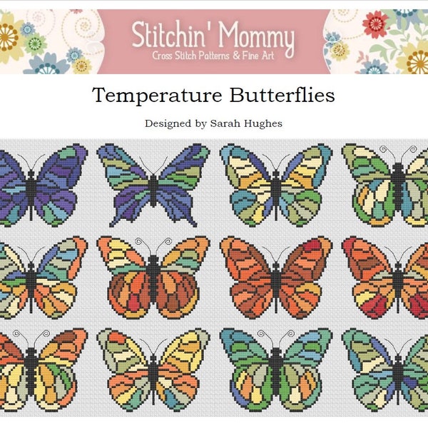 PRINT COPY - Temperature Butterflies cross stitch pattern