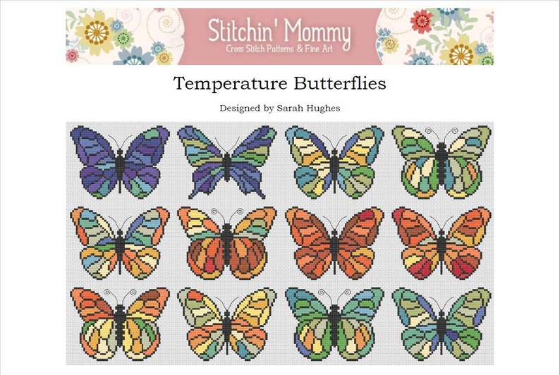PRINT COPY - Temperature Butterflies Cross Stitch Pattern - Etsy