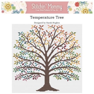 PRINT COPY Temperature Tree cross stitch pattern image 1