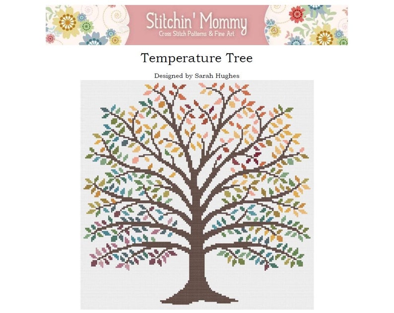 PRINT COPY Temperature Tree cross stitch pattern image 1