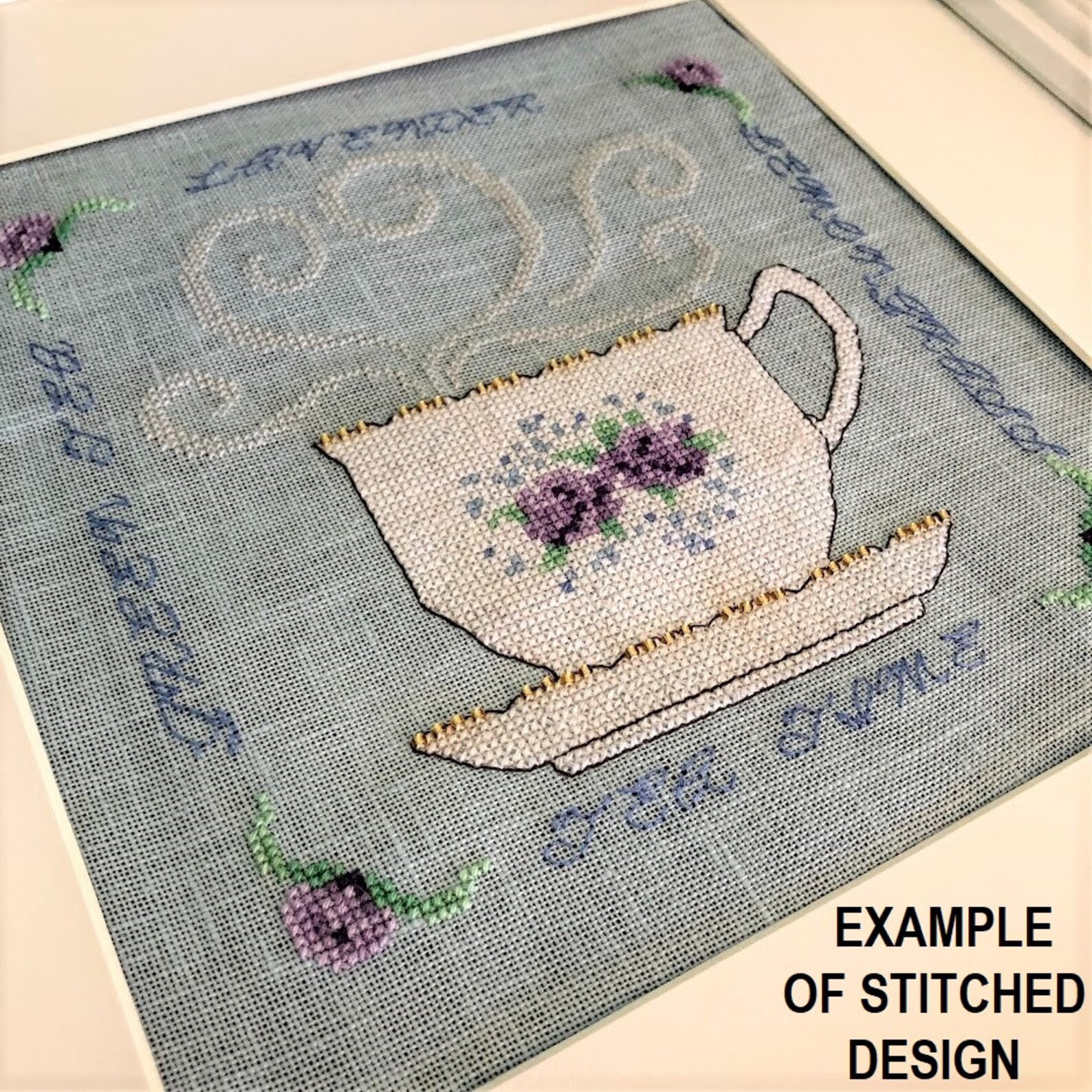Lavender Tea Cup Cross Stitch Pattern PDF - INSTANT DOWNLOAD - Etsy