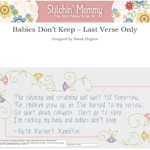 PRINT COPY - Babies Don&#39;t Keep - Last Verse Only cross stitch pattern