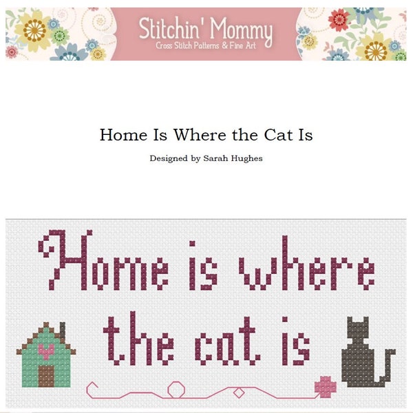 PRINT COPY - Home Is Where the Cat Is cross stitch pattern