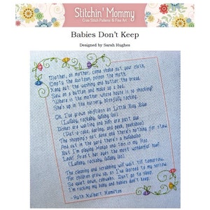 PRINT COPY - Babies Don&#39;t Keep cross stitch pattern