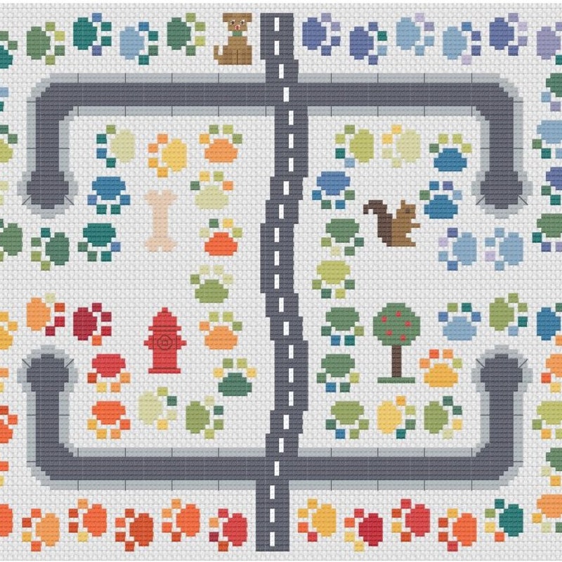 Pattern Walk Printable Dog Walk Cross Stitch - Etsy