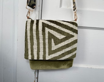 Green Geometric Messenger Bag