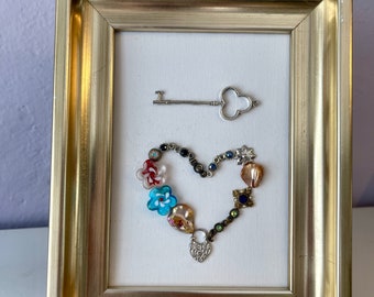 Valentines Upcycled Jewelry Framed Art