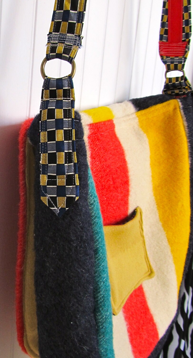 Upcycled Wool Blanket Messenger Bag Custom Order Etsy