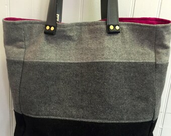 Three Toned Shades of Gray Woolen Tote