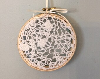 Vintage Linen Embroidery Hoop Hangings