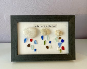 PEACE Pebble and Glass Art