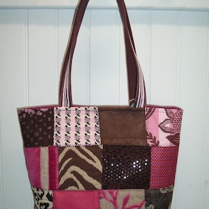 Pink and Brown Patchwork Tote