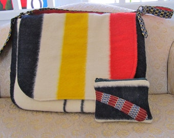 Upcycled Blanket Messenger Handbag; Custom made to order
