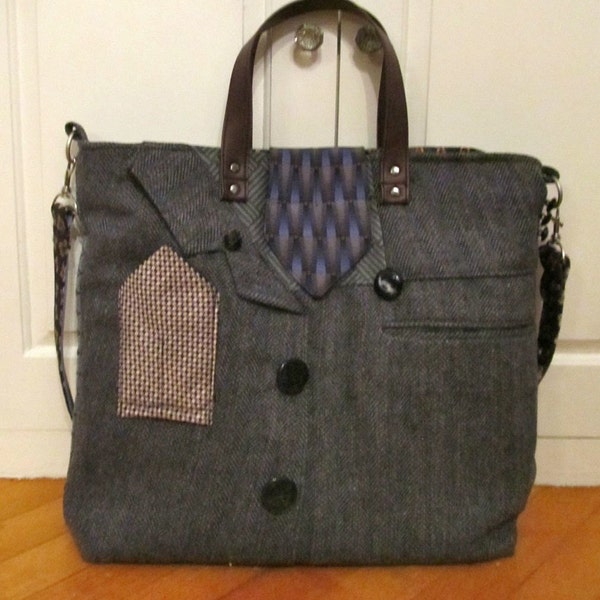 Upcycled Jacket and Tie Tote--CUSTOM ORDER