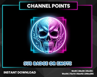 Emote Neon Skull para Twitch | Ponto de Canal Cyberpunk (Download Digital)