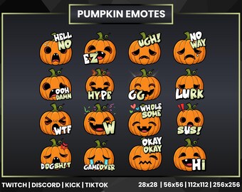 Spooky Pumpkin Twitch Emotes | Halloween Jack o Lantern (PNG Digital Download)
