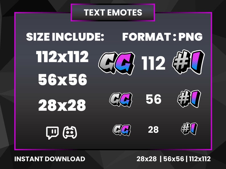 Purple Text Emotes Pack for Twitch, Discord, Youtube, KICK (PNG Digital ...