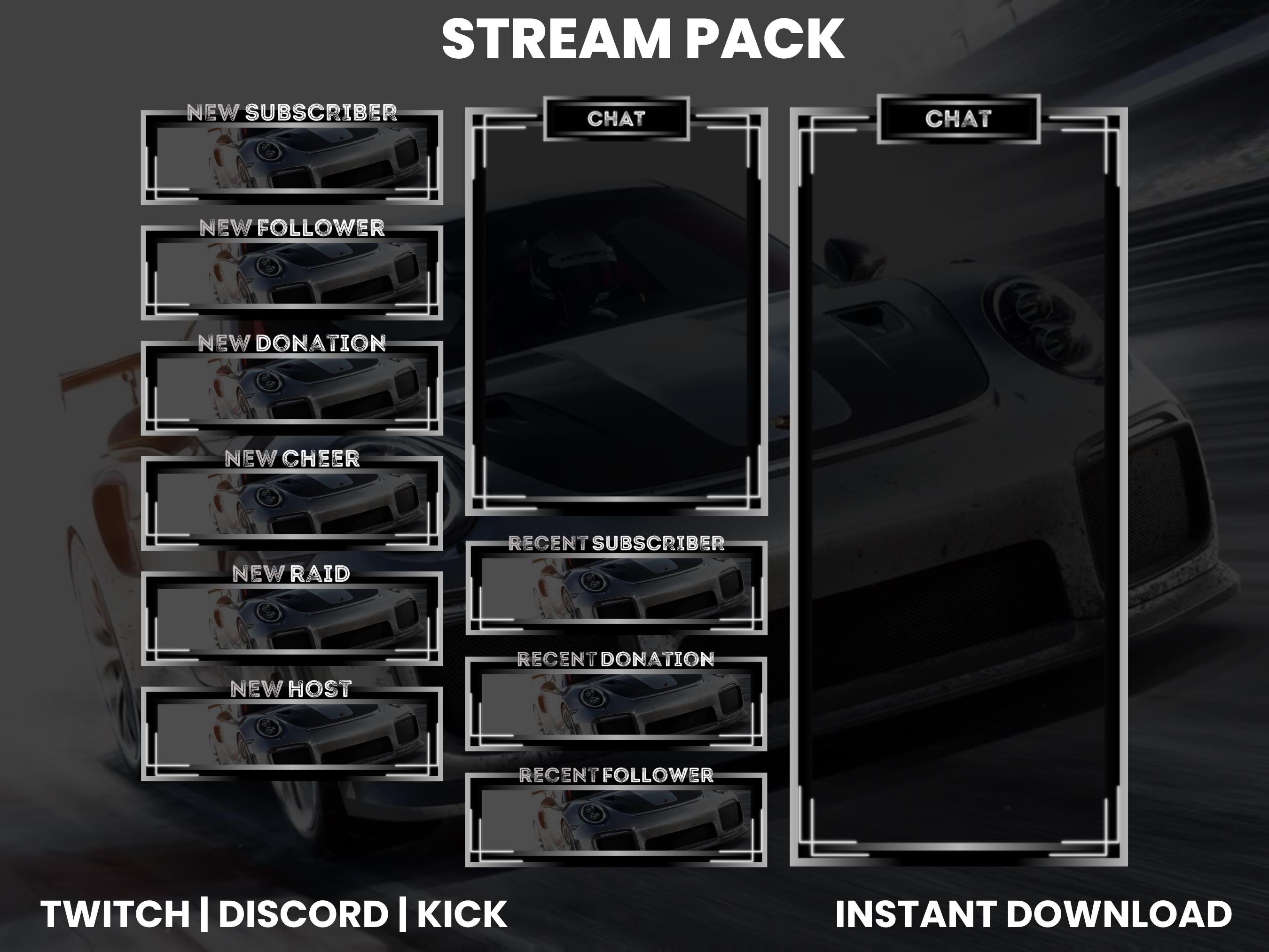 Grey Porsche Stream Pack | Car Overlays | Twitch Stream Pack |racing ...