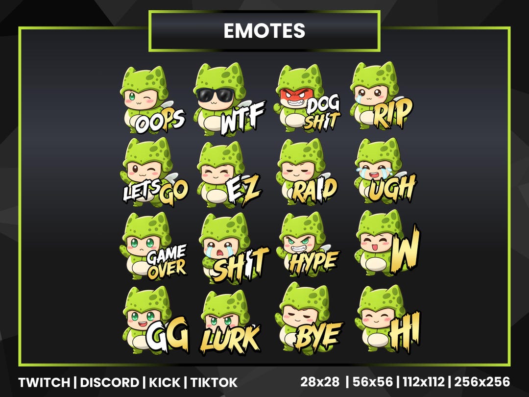 16 Cell Emotes Pack | Green Bug Stream Emotes for Twitch & Discord - Etsy