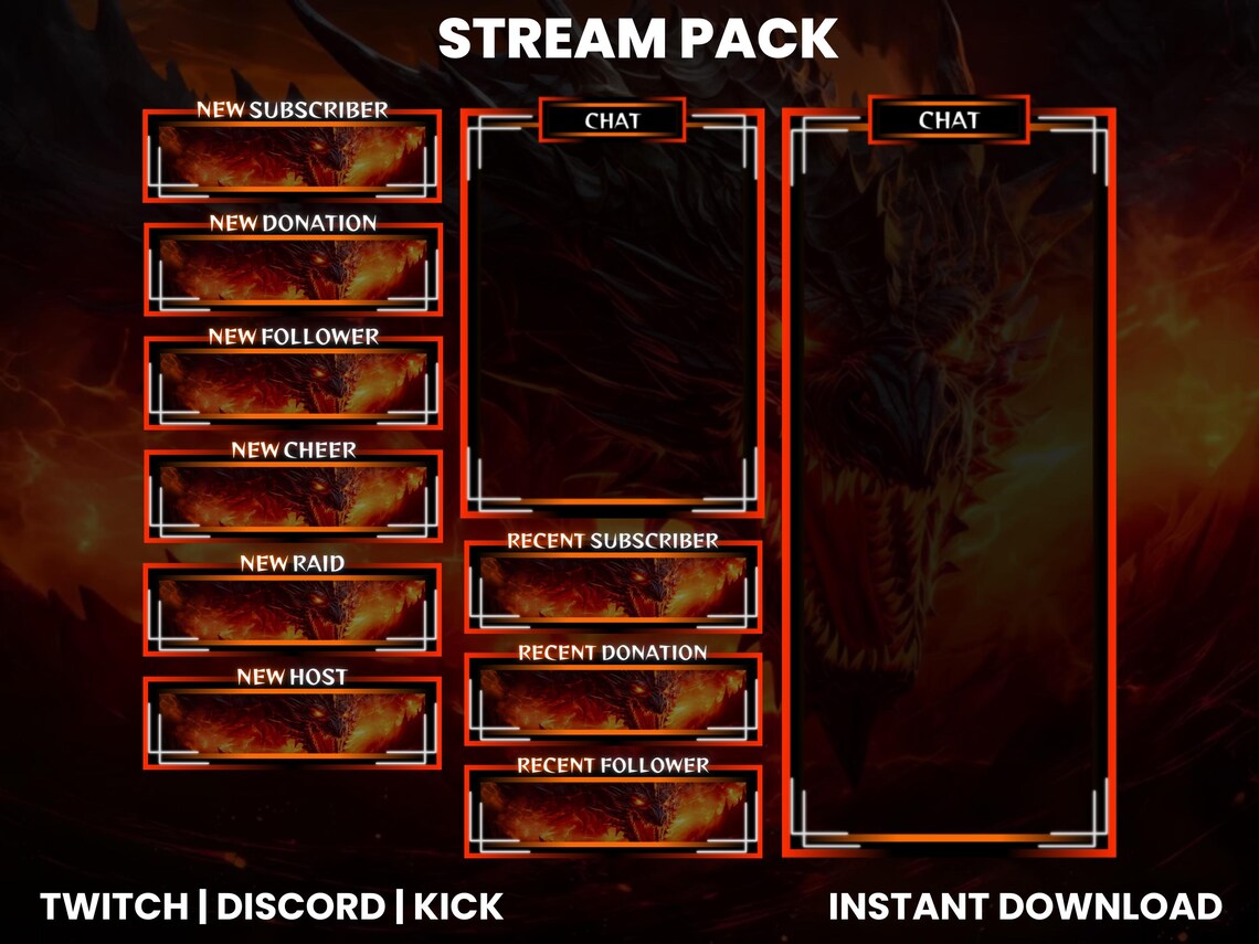 Dragon Twitch Stream Pack | Animated Screens & Overlays - Etsy