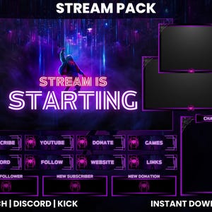 Twitch Stream Pack | Twitch Screen Overlay | Twitch Panels | Webcam | Animated Screens | Overlay | Twitch Sub Badges | Twitch Bit Badges