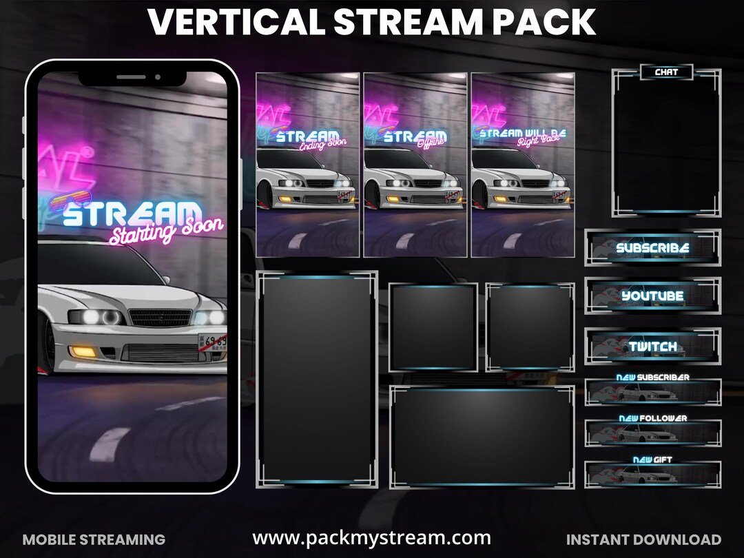 Racing Car Stream Pack | Animated Twitch Overlays & Panels | - Etsy