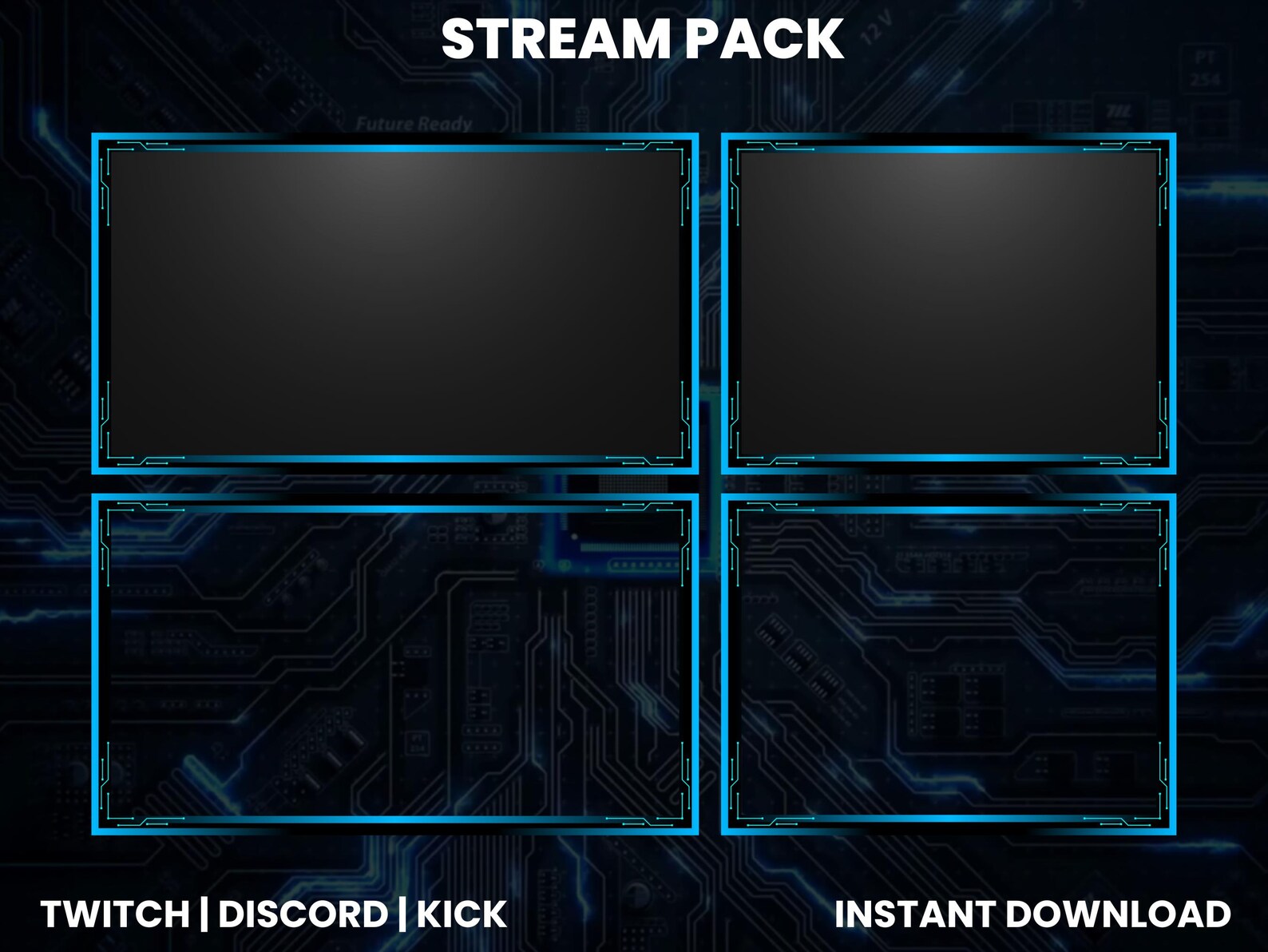 Tech Stream Pc Blue Tech Stream Pack| Tech Stream Design | Chatbox Overlay | Twitch ...